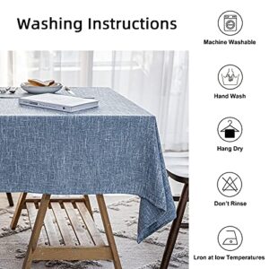 JSFLY Waterproof Cotton Linen Tablecloths Rectangle Dining Table Cloth, Wipe Clean Indoor & Outdoor Table Cover for Buffet Party and Banquets, Wrinkle Resistant（54"x70"） Dirty Blue