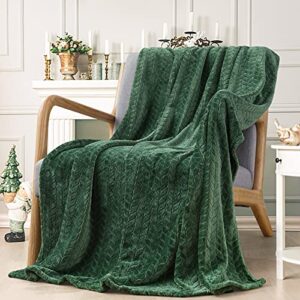 inhand fleece throw blankets, super soft flannel cozy blankets for adults, washable lightweight fuzzy blanket for couch sofa bed office, throw size warm plush blankets for all season (50″×60″, green)