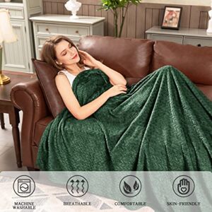 inhand Fleece Throw Blankets, Super Soft Flannel Cozy Blankets for Adults, Washable Lightweight Fuzzy Blanket for Couch Sofa Bed Office, Throw Size Warm Plush Blankets for All Season (50"×60", Green)