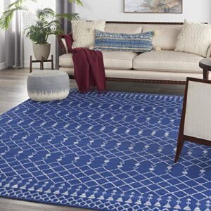 nourison whimsicle moroccan navy 8′ x 10′ area -rug, easy -cleaning, non shedding, bed room, living room, dining room, kitchen (8×10)