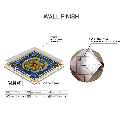 25 PCS Mandala Style Tile Sticker, 4x4 Inch(10x10cm) Traditional DIY Murals, Tile Waterproof Oil Proof Removable Decals for Bathroom & Kitchen Backsplash Oil Proof Wall Stickers (MTL-01)