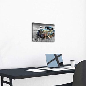 ARTISTIC PATH Rusty Car Canvas Wall Art: Old Truck Pictures Paintings Print on Canvas Artwork for Bedroom (16" W x 12" H,Multi-Sized)