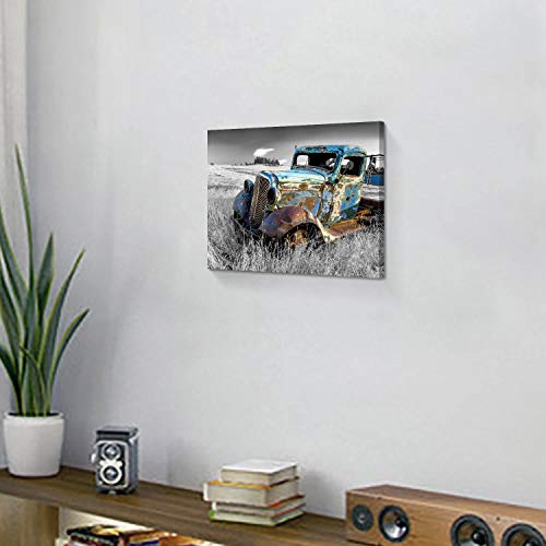 ARTISTIC PATH Rusty Car Canvas Wall Art: Old Truck Pictures Paintings Print on Canvas Artwork for Bedroom (16" W x 12" H,Multi-Sized)