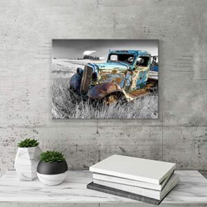 ARTISTIC PATH Rusty Car Canvas Wall Art: Old Truck Pictures Paintings Print on Canvas Artwork for Bedroom (16" W x 12" H,Multi-Sized)