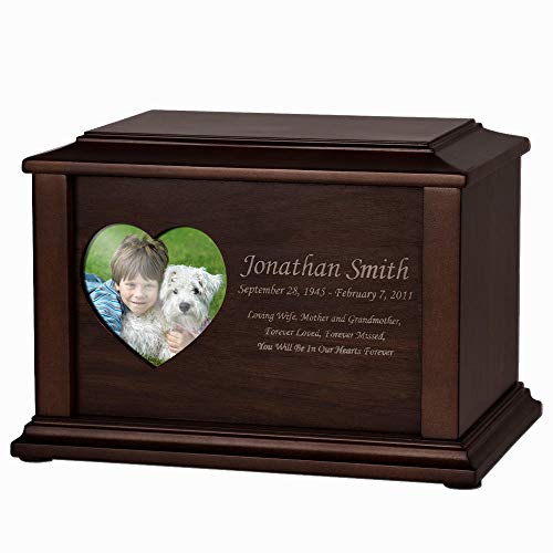 Perfect Memorials Custom Engraved Large Adoration Photo Cremation Urn (240 Cu/in) - Personalized Urn for Human Ashes/Heart, Rectangle, or Oval Picture Frame/Special Tribute for Your Loved One