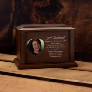 Perfect Memorials Custom Engraved Large Adoration Photo Cremation Urn (240 Cu/in) - Personalized Urn for Human Ashes/Heart, Rectangle, or Oval Picture Frame/Special Tribute for Your Loved One