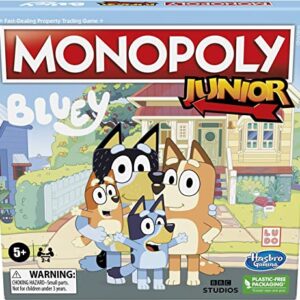 Monopoly Junior: Bluey Edition Board Game for Kids Ages 5+, Play as Bluey, Bingo, Mum, and Dad, Features Artwork from The Animated Series (Amazon Exclusive)