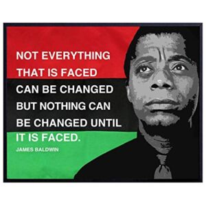 James Baldwin Quote, Black Leaders Inspirational Wall Art Print - 8x10 Civil Rights Home Decor, Classroom Decoration on African American Flag - Gift for Teacher, Black History Month - Unframed Poster