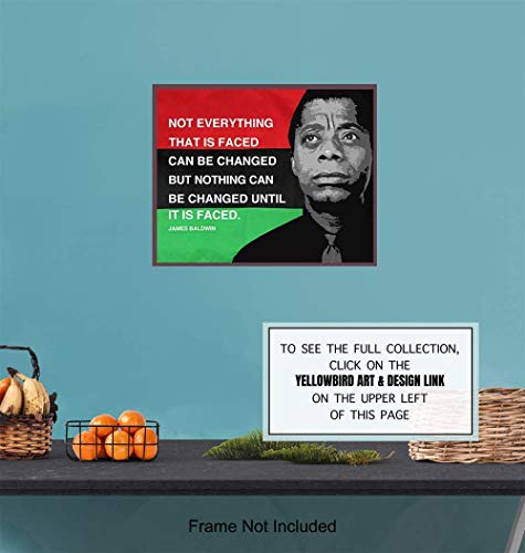 James Baldwin Quote, Black Leaders Inspirational Wall Art Print - 8x10 Civil Rights Home Decor, Classroom Decoration on African American Flag - Gift for Teacher, Black History Month - Unframed Poster