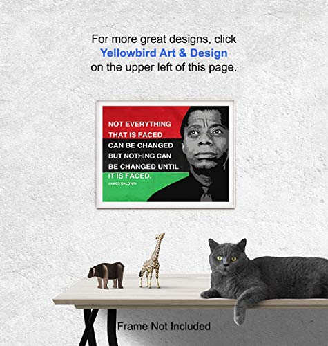 James Baldwin Quote, Black Leaders Inspirational Wall Art Print - 8x10 Civil Rights Home Decor, Classroom Decoration on African American Flag - Gift for Teacher, Black History Month - Unframed Poster