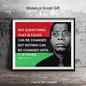 James Baldwin Quote, Black Leaders Inspirational Wall Art Print - 8x10 Civil Rights Home Decor, Classroom Decoration on African American Flag - Gift for Teacher, Black History Month - Unframed Poster