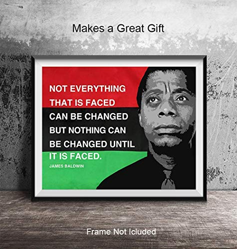 James Baldwin Quote, Black Leaders Inspirational Wall Art Print - 8x10 Civil Rights Home Decor, Classroom Decoration on African American Flag - Gift for Teacher, Black History Month - Unframed Poster