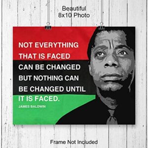 James Baldwin Quote, Black Leaders Inspirational Wall Art Print - 8x10 Civil Rights Home Decor, Classroom Decoration on African American Flag - Gift for Teacher, Black History Month - Unframed Poster