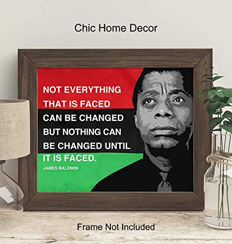 James Baldwin Quote, Black Leaders Inspirational Wall Art Print - 8x10 Civil Rights Home Decor, Classroom Decoration on African American Flag - Gift for Teacher, Black History Month - Unframed Poster