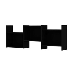 manhattan comfort hampton mid-century modern living room zig-zag wall décor shelves, 49.04″, black