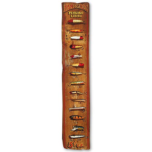 Open Road Brands Handmade Fishing Lure Chart Wood Wall Decor - Fishing Wall Art for Cabin, Lake House or Man Cave