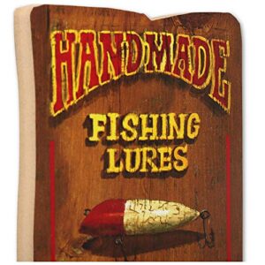 Open Road Brands Handmade Fishing Lure Chart Wood Wall Decor - Fishing Wall Art for Cabin, Lake House or Man Cave