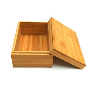 bamboo wood storage box with cover, wooden storage box combination, storage box, bamboo, natural, unpainted,wooden box wooden packaging, gift box,storage tea box (6.3x4.72x2.76 inch)