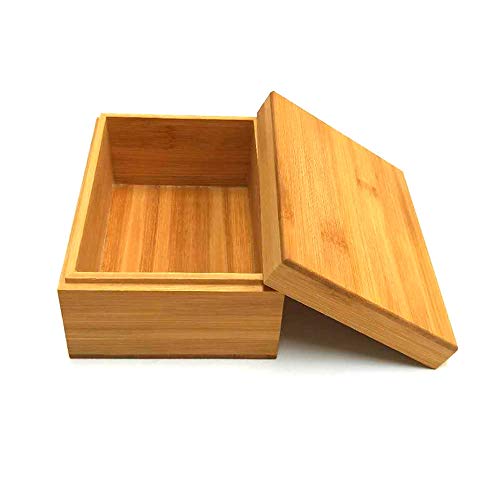 Bamboo wood storage box with cover, wooden storage box combination, storage box, bamboo, natural, unpainted,wooden box wooden packaging, gift box,storage tea box (6.3X4.72X2.76 inch)