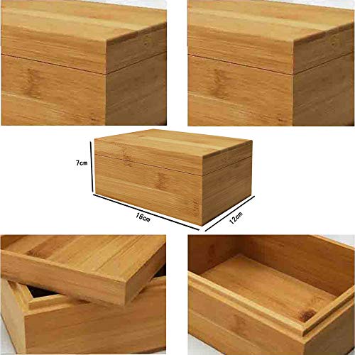 Bamboo wood storage box with cover, wooden storage box combination, storage box, bamboo, natural, unpainted,wooden box wooden packaging, gift box,storage tea box (6.3X4.72X2.76 inch)