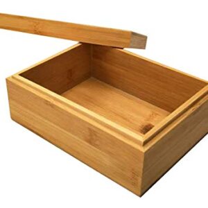 Bamboo wood storage box with cover, wooden storage box combination, storage box, bamboo, natural, unpainted,wooden box wooden packaging, gift box,storage tea box (6.3X4.72X2.76 inch)