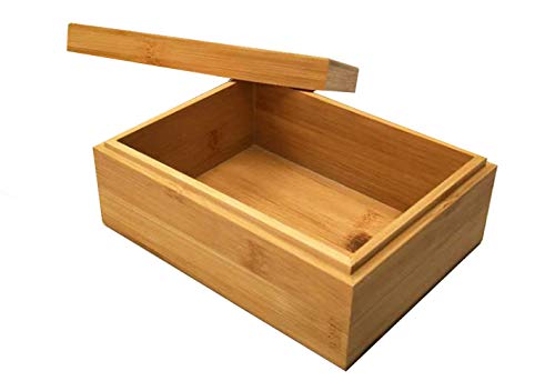 Bamboo wood storage box with cover, wooden storage box combination, storage box, bamboo, natural, unpainted,wooden box wooden packaging, gift box,storage tea box (6.3X4.72X2.76 inch)