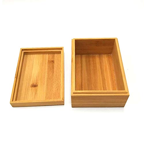 Bamboo wood storage box with cover, wooden storage box combination, storage box, bamboo, natural, unpainted,wooden box wooden packaging, gift box,storage tea box (6.3X4.72X2.76 inch)