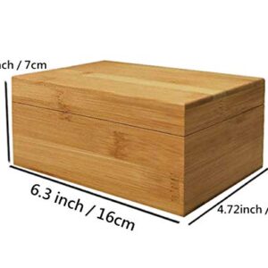 Bamboo wood storage box with cover, wooden storage box combination, storage box, bamboo, natural, unpainted,wooden box wooden packaging, gift box,storage tea box (6.3X4.72X2.76 inch)