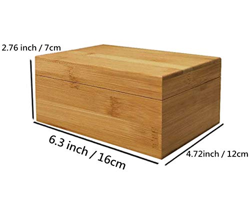 Bamboo wood storage box with cover, wooden storage box combination, storage box, bamboo, natural, unpainted,wooden box wooden packaging, gift box,storage tea box (6.3X4.72X2.76 inch)