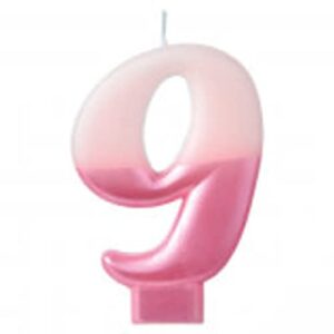 pink “9” candle | 1ct