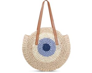straw bag round summer large woven beach bag purse handle shoulder bag for women vacation tote handbags