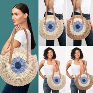 Straw Bag Round Summer Large Woven Beach Bag Purse Handle Shoulder Bag for Women Vacation Tote Handbags