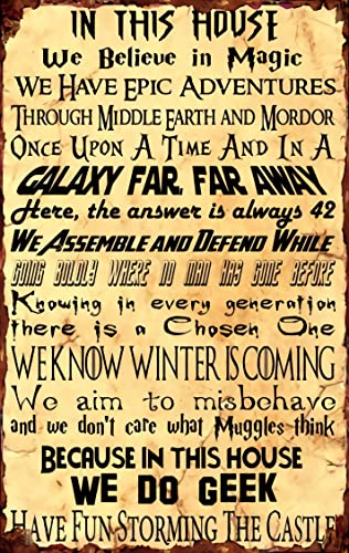 in This House We Do Geek Magic Poster, Vintage Retro Metal Poster Wall Decoration Home Office Bar Garage Cafe Hotel Men's Cave Club -Tin Sign 8x12 Inch