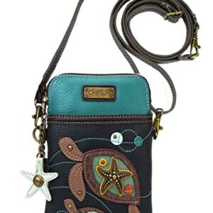 Chala Group Handbags Turtles Cellphone Crossbody Purse, Navy/Teal