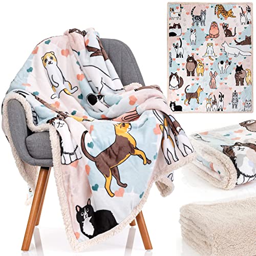 Cat Blanket - 28 Cute Cat Companions on a Sumptuously Soft 50x60 Inch Cat Lover Throw Blanket - The Most Beloved Cat Gifts for Cat Lovers Everywhere