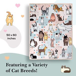 Cat Blanket - 28 Cute Cat Companions on a Sumptuously Soft 50x60 Inch Cat Lover Throw Blanket - The Most Beloved Cat Gifts for Cat Lovers Everywhere