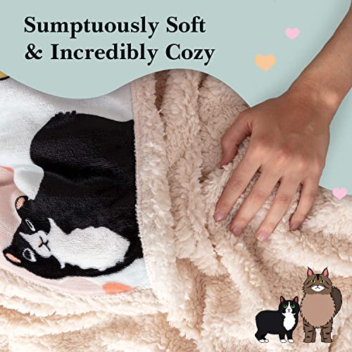 Cat Blanket - 28 Cute Cat Companions on a Sumptuously Soft 50x60 Inch Cat Lover Throw Blanket - The Most Beloved Cat Gifts for Cat Lovers Everywhere