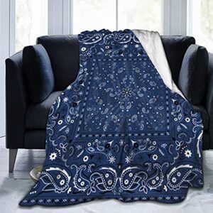 blanket cover, blue paisley bandana for bed sofa super soft large blanket 80×60 inchs