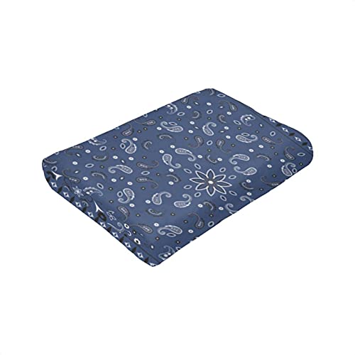 Blanket Cover, Blue Paisley Bandana for Bed Sofa Super Soft Large Blanket 80x60 Inchs