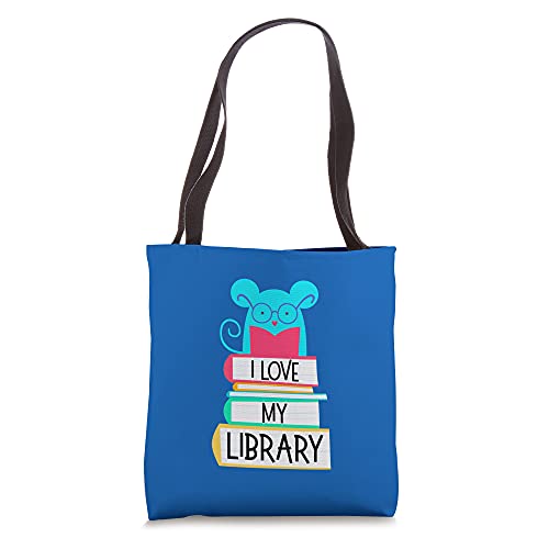 I Love My Library Mouse Design Women Kids Book Lovers Tote Bag