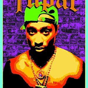 Tupac Posters 2Pac Poster Wall 90s Hip Hop Rapper Posters for Room Aesthetic Mid 90s 2Pac Merch Cool Psychedelic Trippy Hippie Decor UV Light Reactive Black Light Eco Blacklight Poster for Room