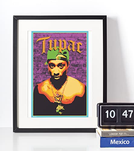 Tupac Posters 2Pac Poster Wall 90s Hip Hop Rapper Posters for Room Aesthetic Mid 90s 2Pac Merch Cool Psychedelic Trippy Hippie Decor UV Light Reactive Black Light Eco Blacklight Poster for Room