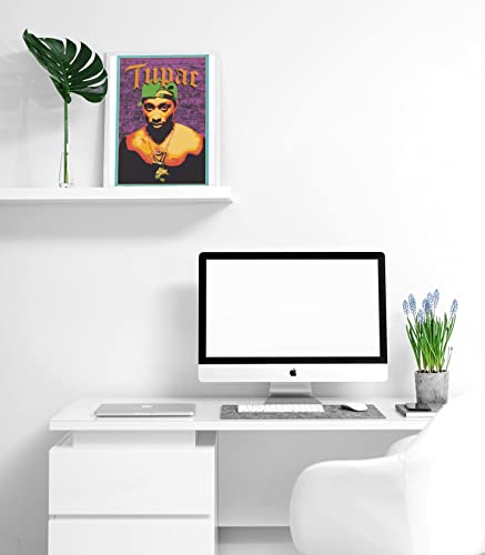 Tupac Posters 2Pac Poster Wall 90s Hip Hop Rapper Posters for Room Aesthetic Mid 90s 2Pac Merch Cool Psychedelic Trippy Hippie Decor UV Light Reactive Black Light Eco Blacklight Poster for Room