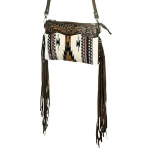 American Darling Cross Body Vintage Bag Large Leather Fringe Crossbody Purse Western Handbags Quilted Saddle Blanket Cowhide Stylish Handmade Shoulder Handbag Hand Carved Strap (adbgz184a)