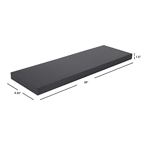 Home Basics MDF 30" Floating Wall Shelf (Black) Contemporary and Modern Shelf for Picture Frames, Sculptures, Plants, and Essentials | No Hardware Showing