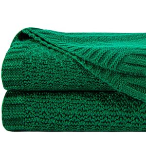 ntbay natural bamboo cable knit throw blanket, 2.2 lbs soft and cooling touch bed blanket, 51×67 inches, green
