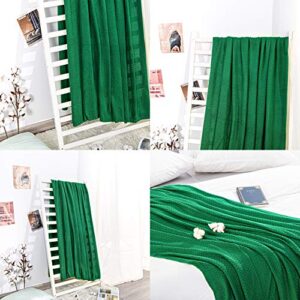 NTBAY Natural Bamboo Cable Knit Throw Blanket, 2.2 lbs Soft and Cooling Touch Bed Blanket, 51x67 Inches, Green