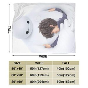 WEQDUJG White Baymax Blanket Throws Bed Queen Size Ultra Soft Micro Fleece Warm Fluffy Couch Living Room Luxury Blankets 50 x 40 in
