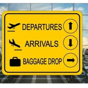 airport boarding departure baggage gate metal sign wall decor airplane sign plaque