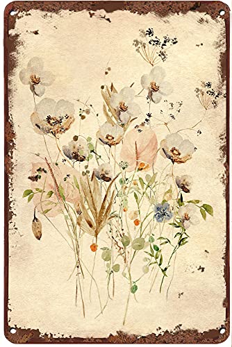 Creative Metal Tin Sign Wildlife Flower Floral Funny Tin Sign Summer Wall Decor Farmhouse Decor for Home Cafes Office Store Pubs Club Sign Gift Plaque Metal Tin 12 X 8 INCH CF-AA101